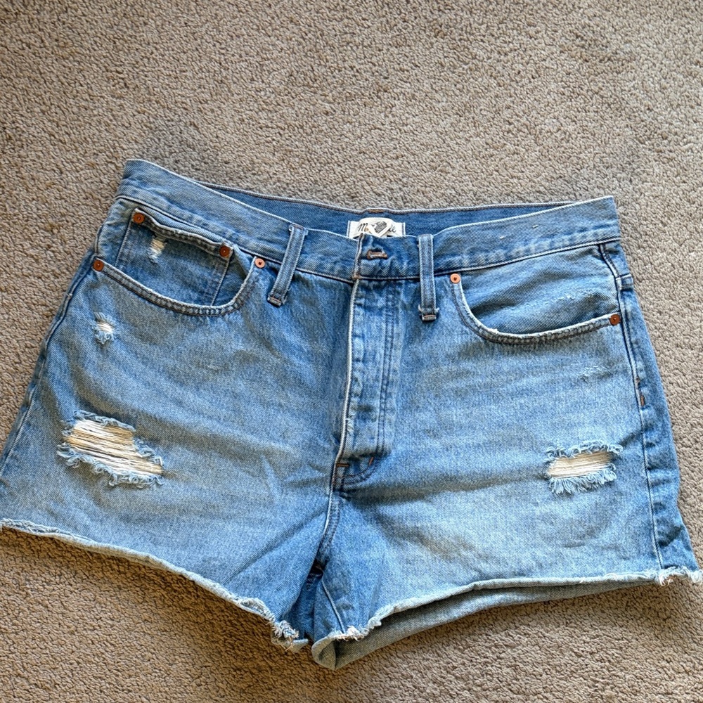 Madewell Light Blue Distressed Jean Shorts